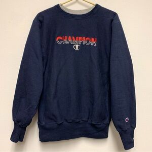 Vintage Champion Reverse Weave Double Neck Sweatshirt Large Embroidered Logo 90s